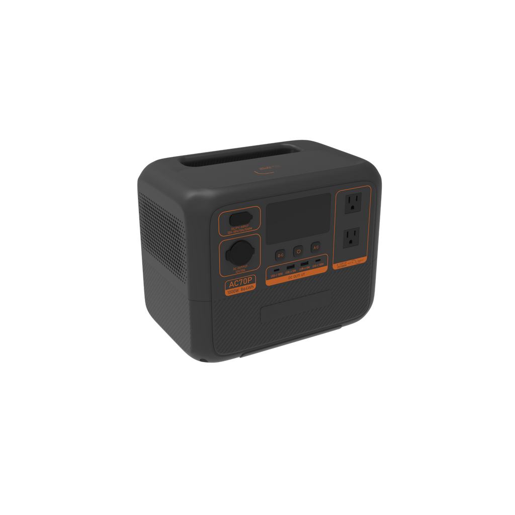Black power station with multiple outlets on a white background