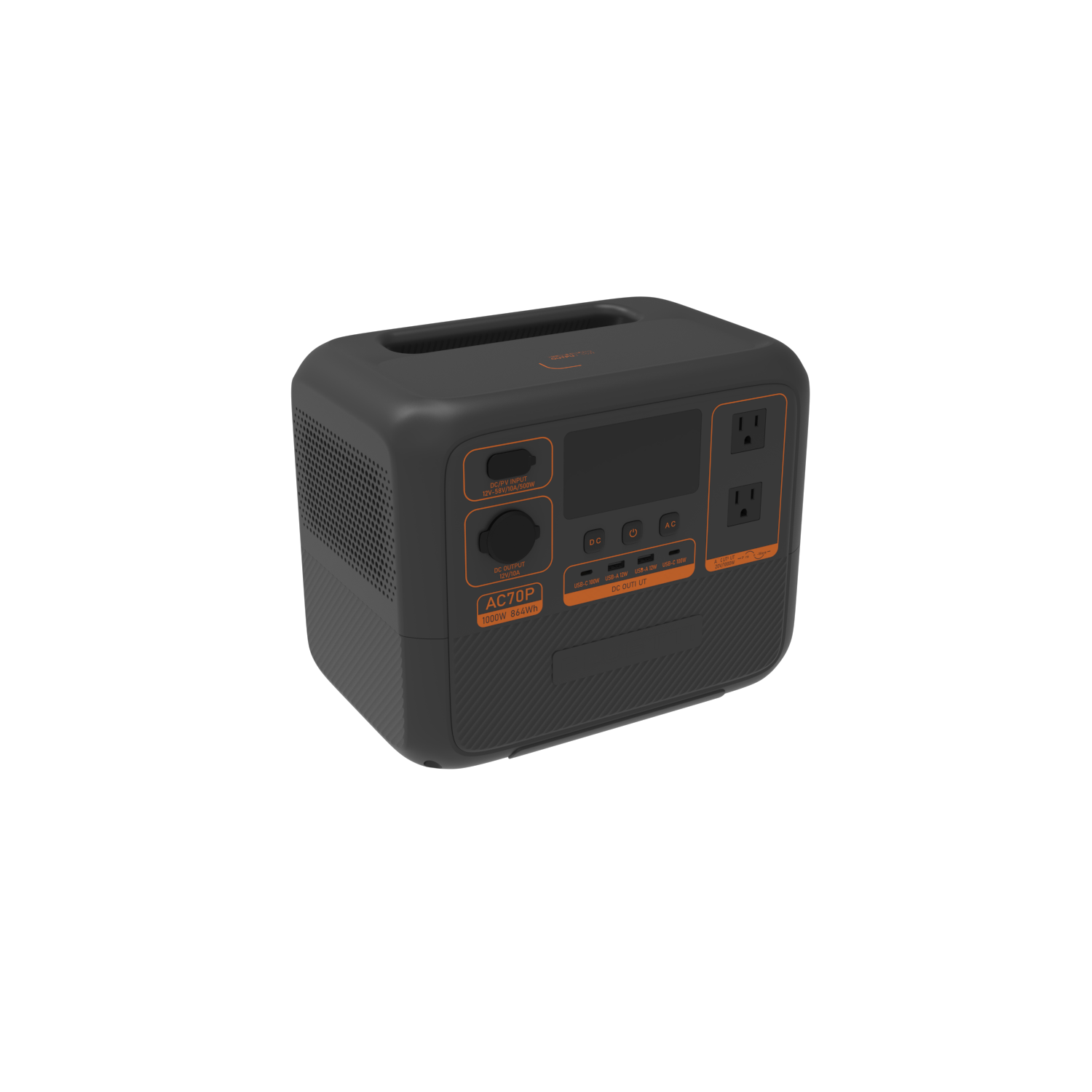 Black power station with multiple outlets on a white background