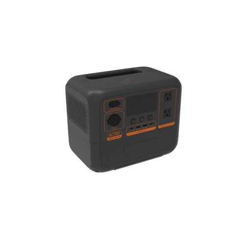 Black power station with multiple outlets on a white background
