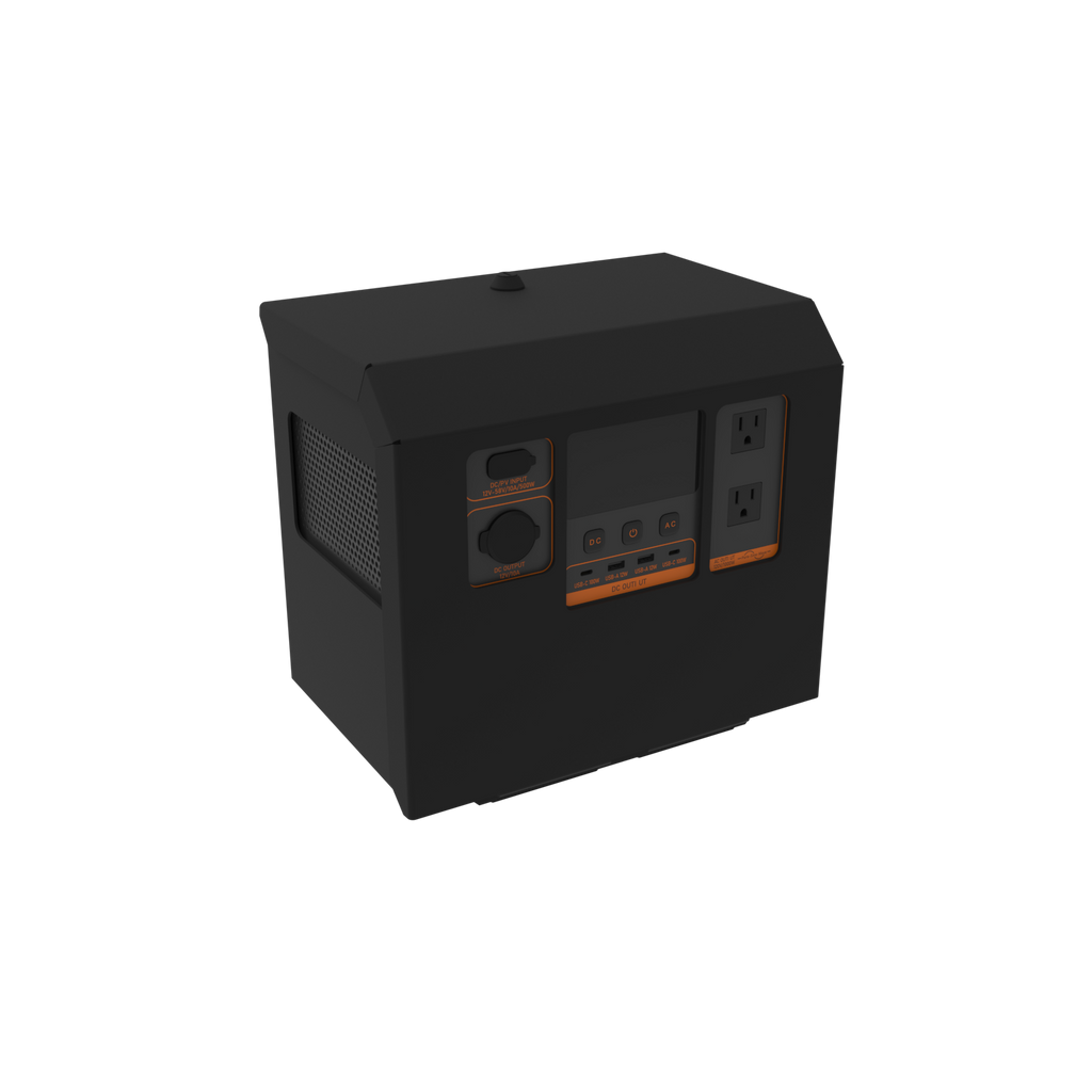 Black electronic device with control panel on a white background