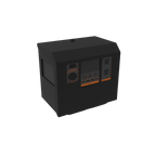Black electronic device with control panel on a white background