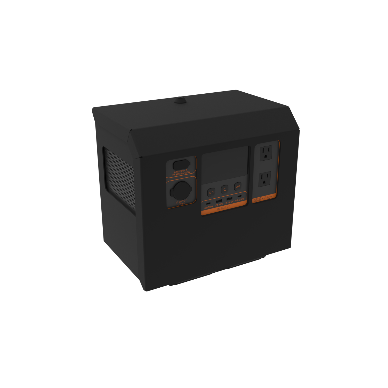 Black electronic device with control panel on a white background