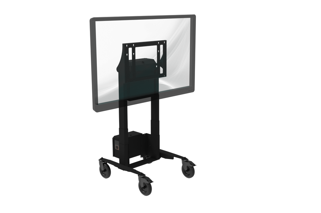 TV on a cart with a white background