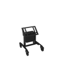 Black adjustable monitor stand on a white background