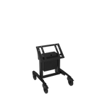 Black adjustable monitor stand on a white background